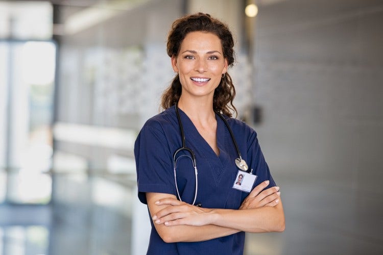A smiling nurse.